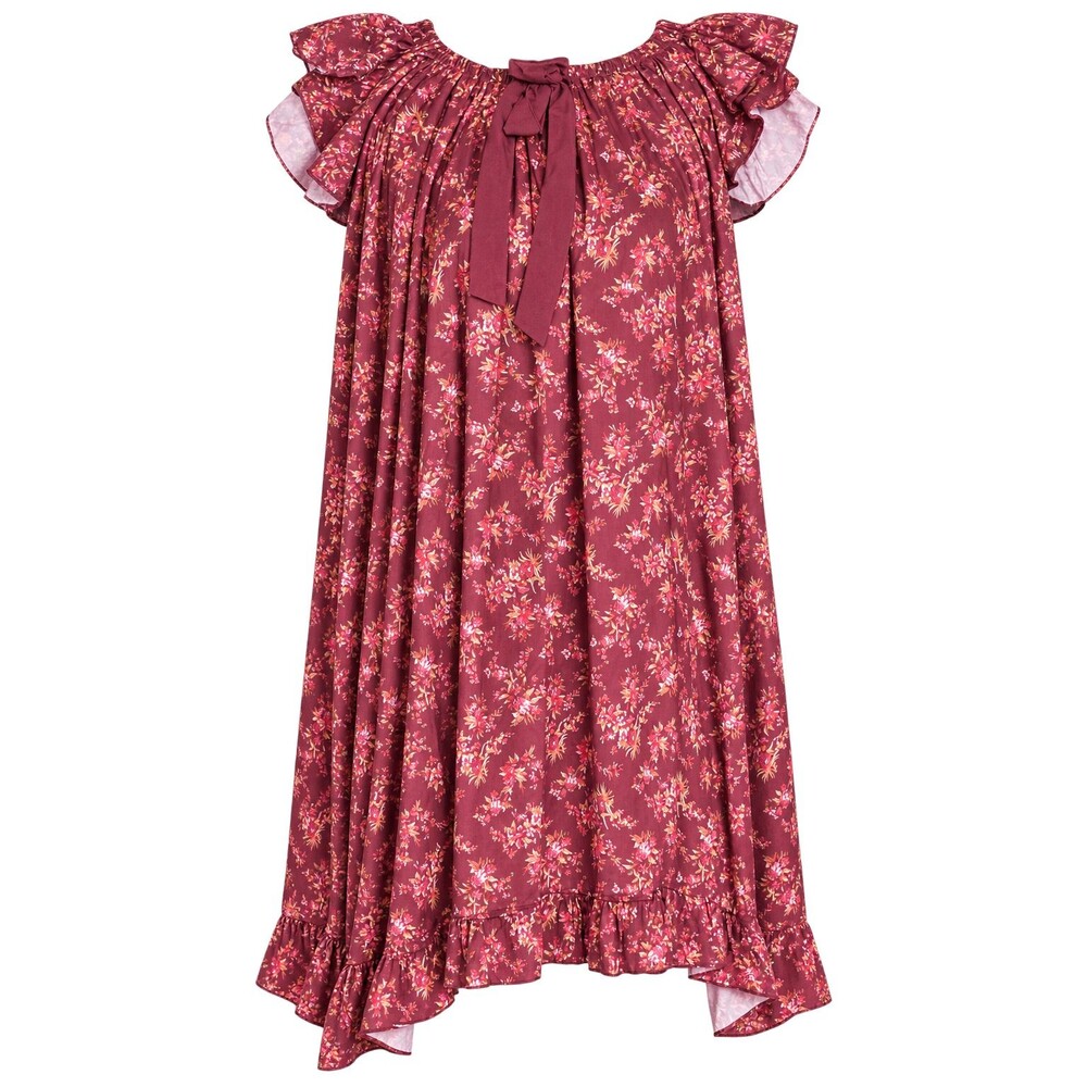 Joyfolie Mia Joy Blossom Nightgown Girls 14 Ruby Floral Ruffle Bow Romantic Boho